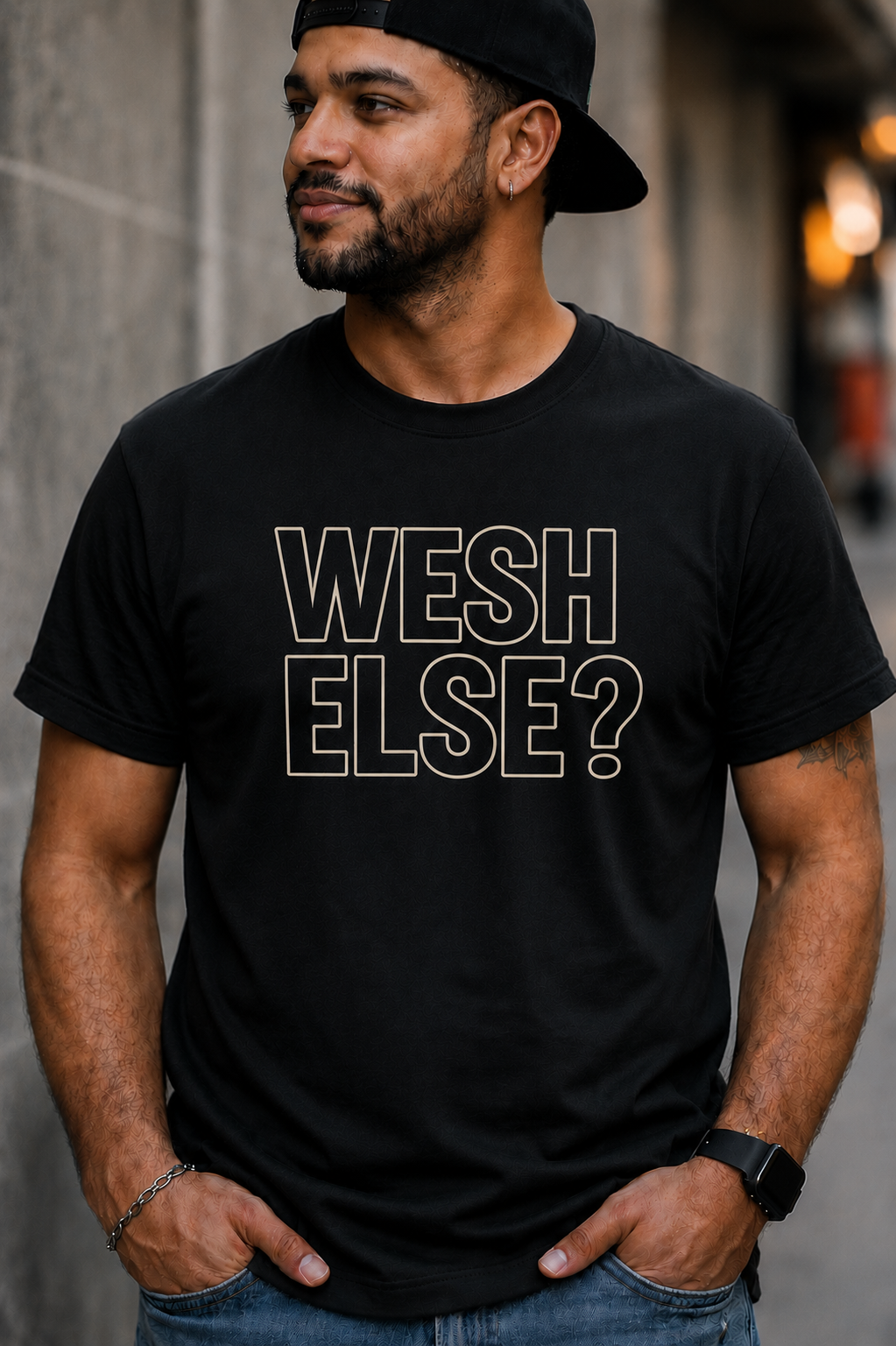 T-shirt Wesh Else Signature noir, tee streetwear unisexe imprimé à Paris