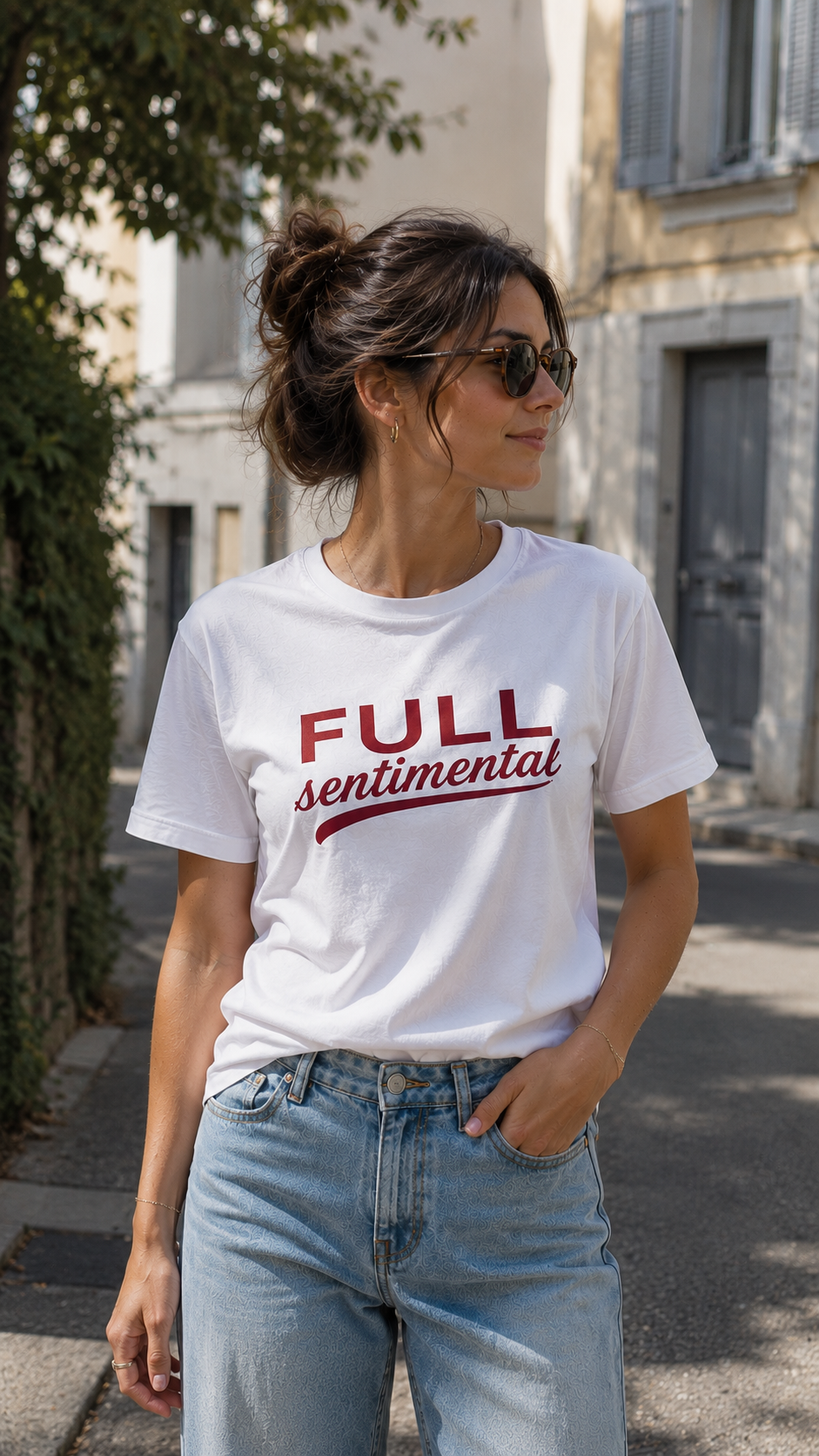 T-shirt FULL Sentimental Femme – Tee Streetwear Blanc | Wesh Else
